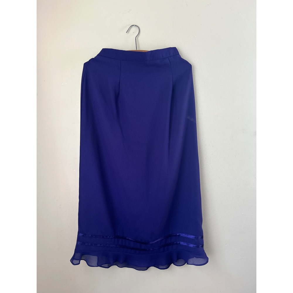 Vintage Midi Evening Party Cocktail Ribbon Ruffle‎ Hem Womens M Glam Coquette